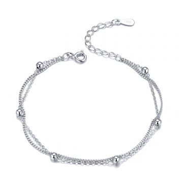 Bratara din argint Double Chains Beads