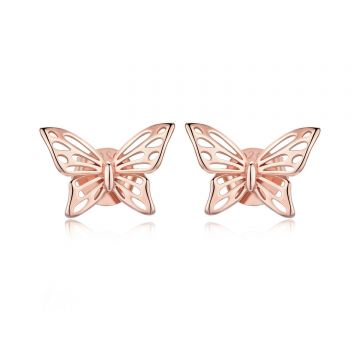 Cercei din argint Beautiful Butterfly Rose Gold
