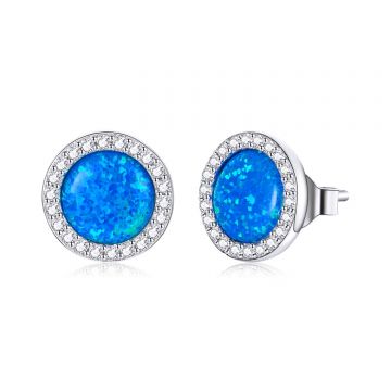 Cercei din argint Big Round Blue Crystal