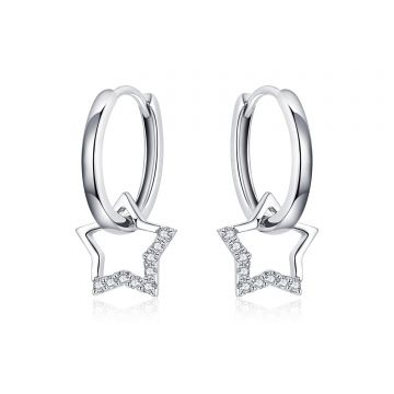 Cercei din argint Big Shiny Star Hoops
