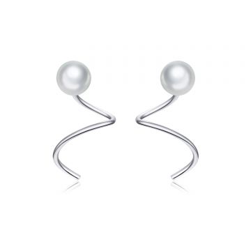 Cercei din argint Circle Pearl Earrings