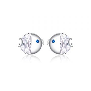 Cercei din argint Classic Clear Fish