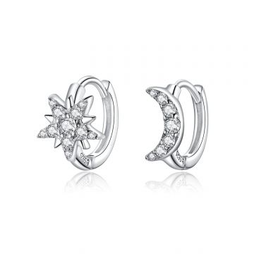 Cercei din argint Crystal Moon and Star