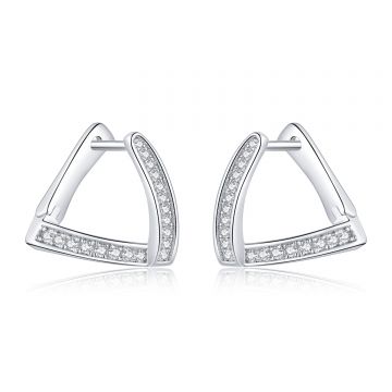 Cercei din argint Geometric Crystal Hoops