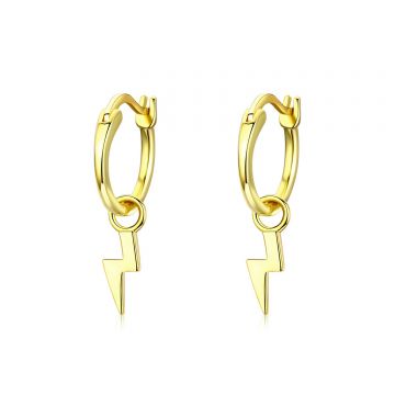 Cercei din argint Golden Lightning Hoops