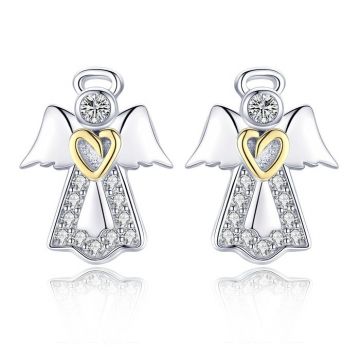 Cercei din argint Guardian Angel Heart