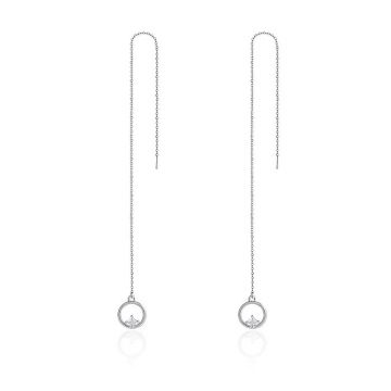 Cercei din argint Long Tassel Circle