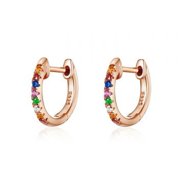 Cercei din argint Moon Look Rainbow Rose Gold