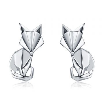 Cercei din argint Origami Fox