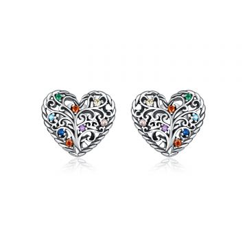 Cercei din argint Pattern Colored Heart
