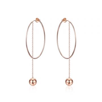 Cercei din argint Rose Gold Hoops & Chain