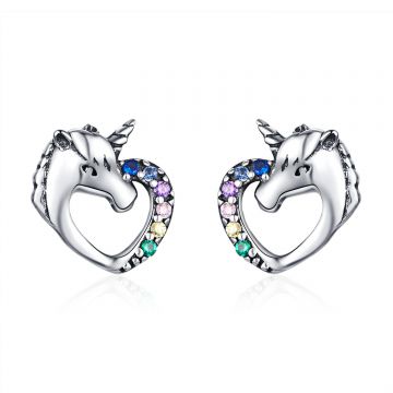 Cercei din argint Unicorn's Heart