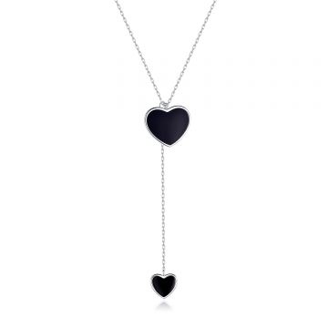 Colier din argint Black Enamel Heart