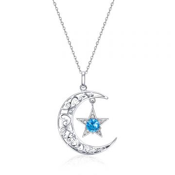 Colier din argint Sparkling Monn and Star