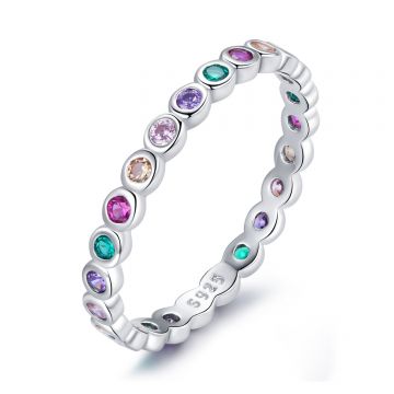 Inel din argint Rainbow Dots