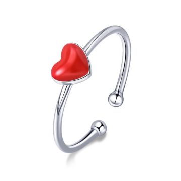 Inel reglabil din argint Little Red Heart Inel reglabil din argint Little Red Heart