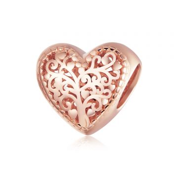 Talisman din argint Rose Gold Heart of Nature