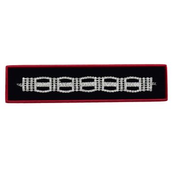 Bratara Stania eleganta, cu pietre semipretioase, in cutie, pentru femei, argintiu, BS015