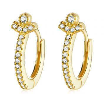 Cercei din argint Golden Clear Crystals