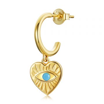 CERCEL din argint Golden Hamsa Heart