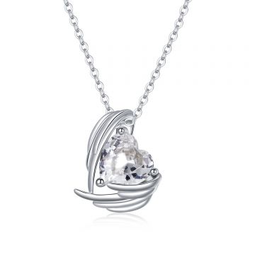 Colier din argint Crystal Clear Winged Heart