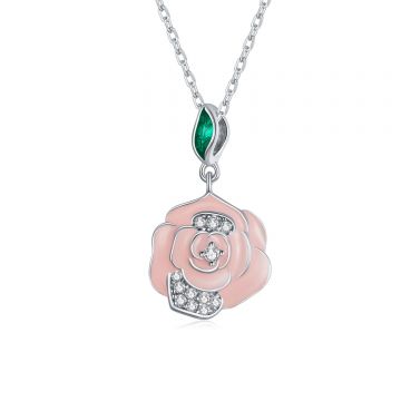 Colier din argint Pink Flower