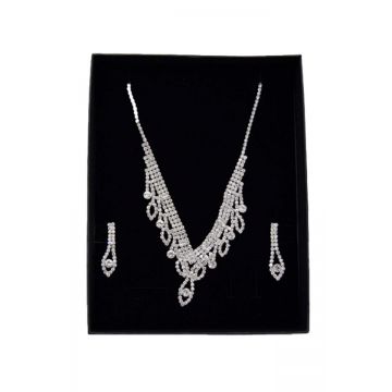 Set Zena, cercei si colier din pietre semipretioase, argintiu, SZ011