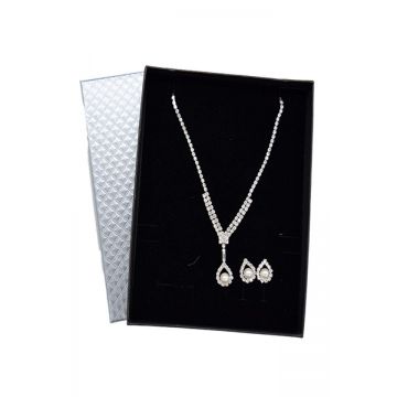 Set Zena, cercei si colier din pietre semipretioase, argintiu, SZ012