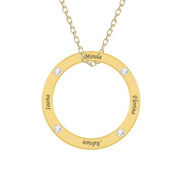 Alice - Colier personalizat nume si cristale din argint 925 placat cu aur galben 24K