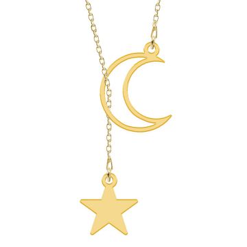 Celesta - Colier personalizat  din argint placat cu aur galben 24K - Semiluna si steluta