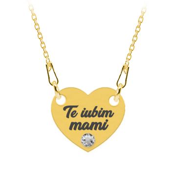 Claudia - Colier personalizat inimioara din argint 925 placat cu aur galben 24K
