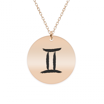 Colier argint 925 placat cu aur Roz personalizat cu semn zodiacal Gemeni