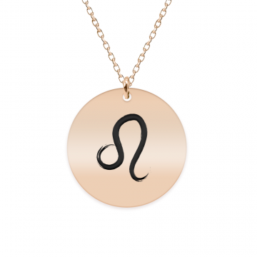 Colier argint 925 placat cu aur Roz personalizat cu semn zodiacal Leu