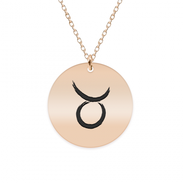 Colier argint 925 placat cu aur Roz personalizat cu semn zodiacal Taur