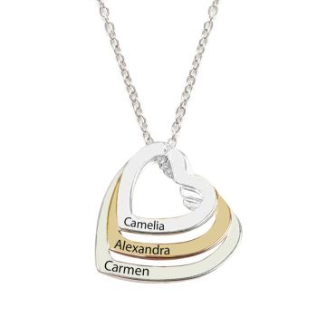 Corina - Colier personalizat inimioare si nume din argint 925