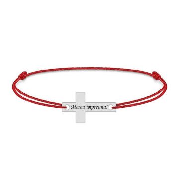 Crux - Bratara personalizata argint si snur cruce