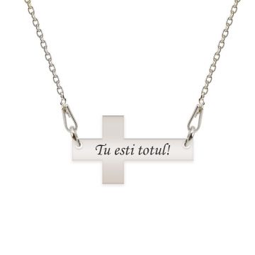 Crux - Colier personalizat argint 925 cruce cu text