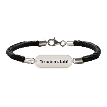 Dad - Bratara personalizata premium din piele impletita si tablita din argint 925