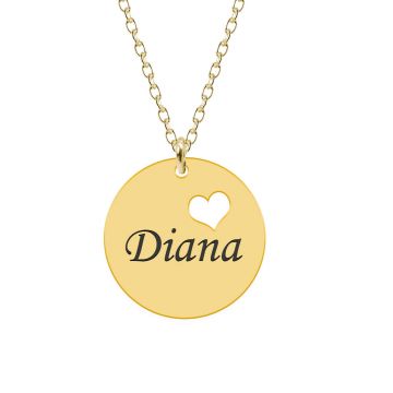 Ingrid - Colier personalizat banut cu nume din argint 925 placat cu aur galben 24K