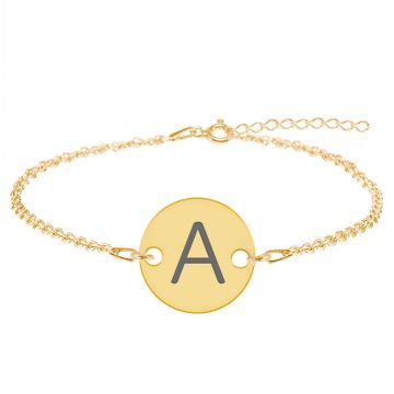 Lara - Bratara din argint 925 placat cu aur galben 24K personalizata cu initiala -  banut