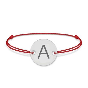 Lara - Bratara snur personalizata cu banut argint 925 cu initiala