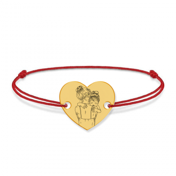Mom - Bratara personalizata din argint placat cu aur 24K cu snur 