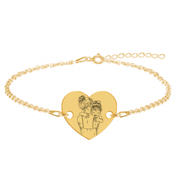 Mom - Bratara personalizata din argint placat cu aur galben 24K