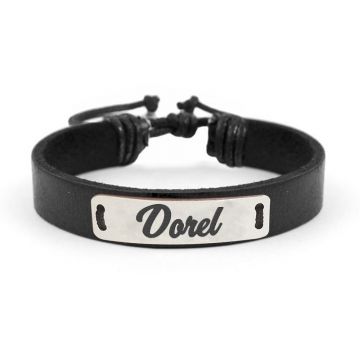 Nomine - Bratara personalizata cu nume cu piele si tablita din argint 925