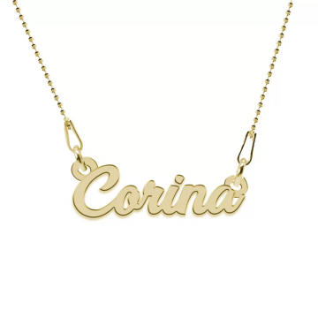 Nomine - Colier personalizat cu nume din argint 925 placat cu aur galben 24K - Lant bile