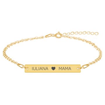 Olivia - Bratara personalizata din argint placat cu aur galben 24K tablita