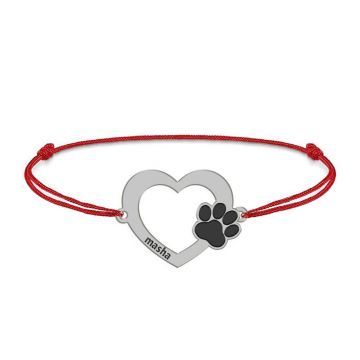 Paw Lover - Bratara personalizata inimioara si labuta - snur