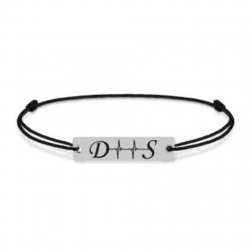 Pulse - Bratara din argint personalizata cu initiale si puls