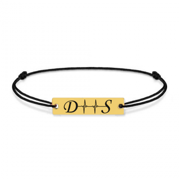 Pulse - Bratara din argint placat cu aur galben 24K personalizata cu initiale si puls
