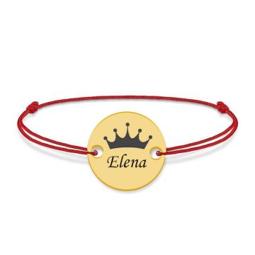 Regali - Bratara personalizata banut argint 925 placat cu aur galben 24K cu nume si corona